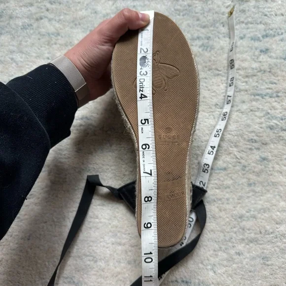 Gucci Charlotte Marmont Espadrilles Platform Wedge Heels Black Leather 8.5/9 - Picture 11 of 11